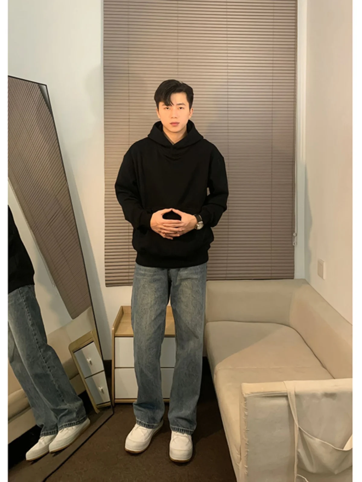 

Мужская черная толстовка с капюшоном в американском стиле, модная, высококачественная, износостойкая, утепленная, для уличной моды