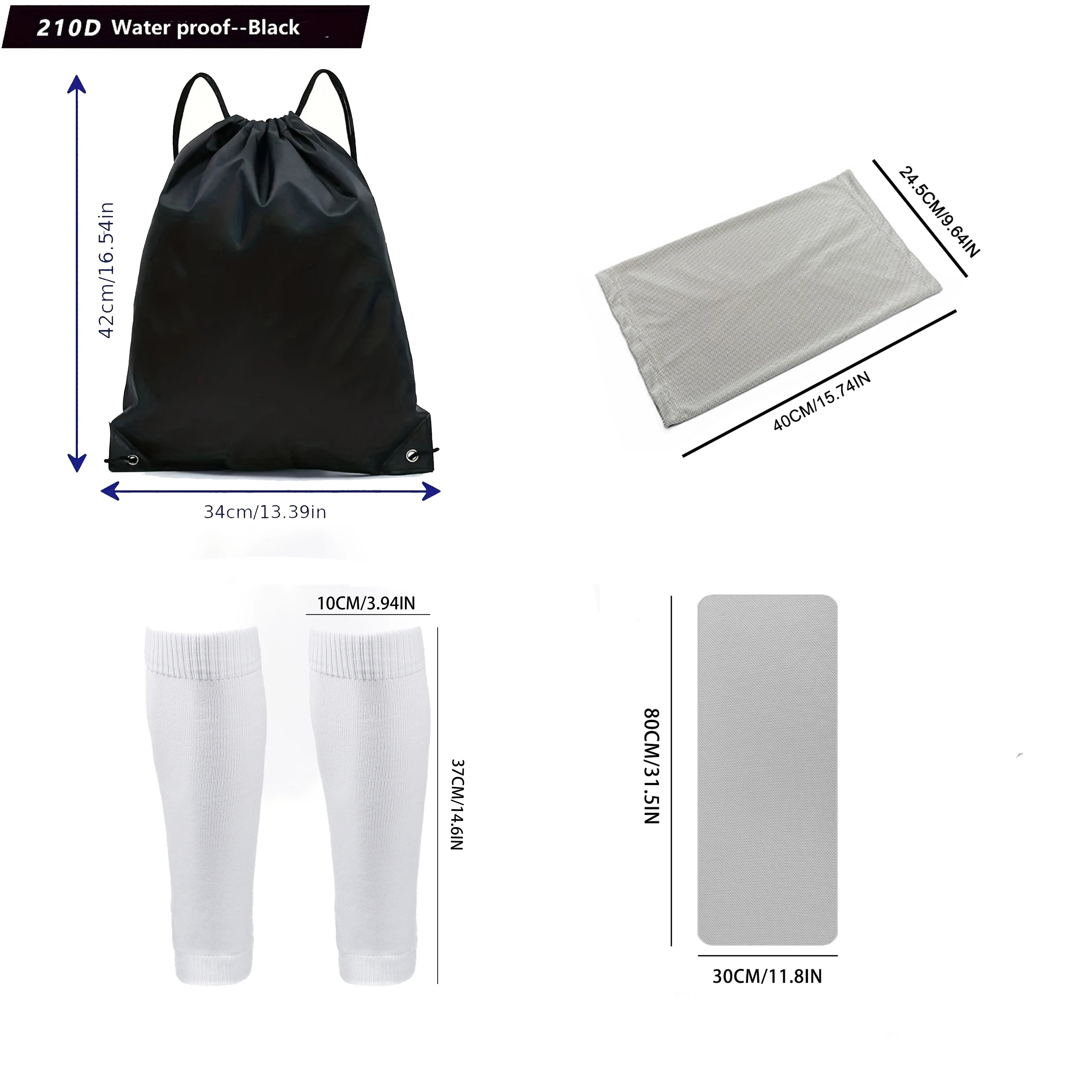 5종 세트 남녀 스포츠 가방 축구 양말 피트니스 사이클링 레그 가드 논슬립 사이클링 마스크 자외선 차단 마스크 스포츠 쿨 타월