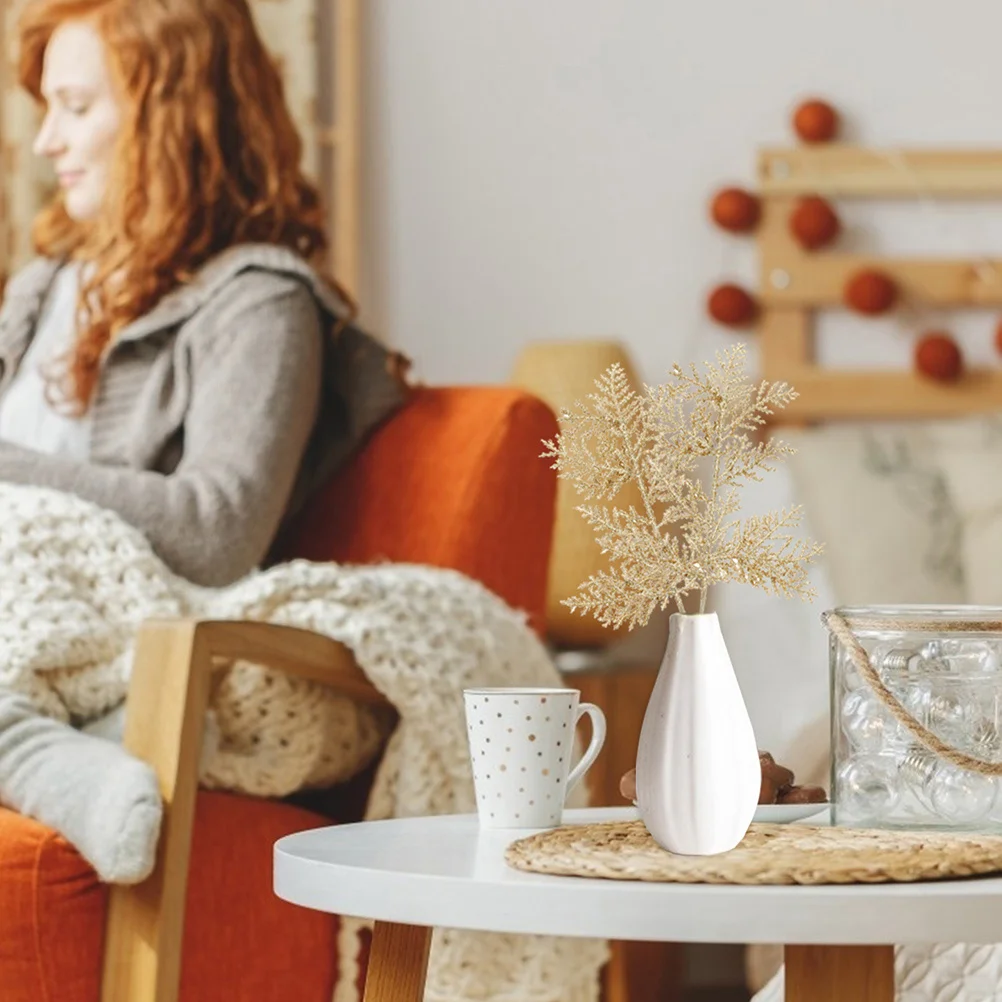 6 قطعة فروع الصنوبر الاصطناعي بريق أوراق عيد الميلاد يختار Diy بها بنفسك شجرة عيد الميلاد ديكور الزفاف المنزل حفلة زهرية حشو داخلي