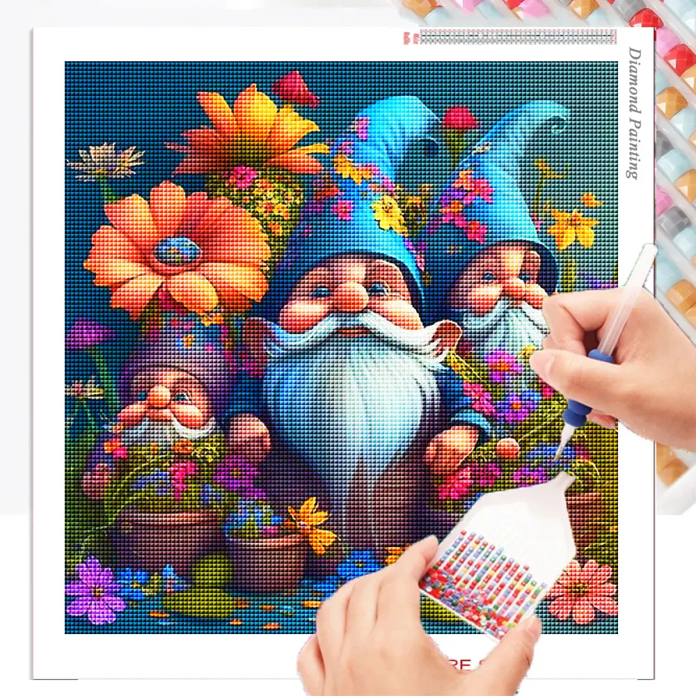 Diy Diamond Painting Mosaic Goblin Cartoon Wall Art Gnome Embroidery New Collection 2023 Flower Dwarf Crystal Home Decor cuadros