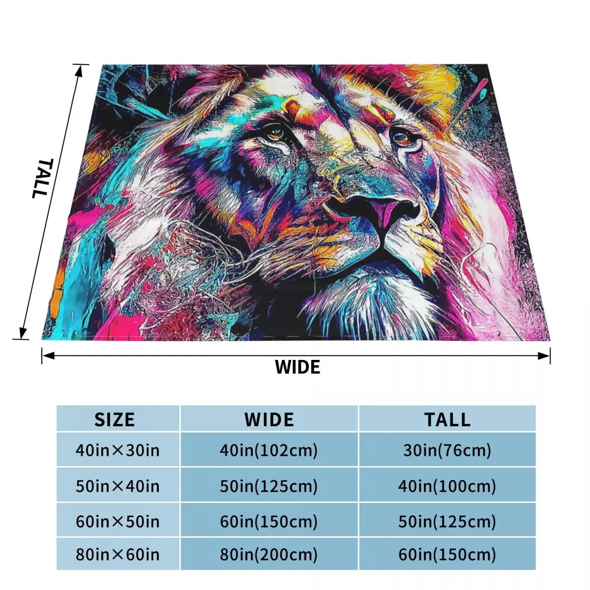 Lion Colourful Painting Blankets Soft Warm Flannel Throw Blanket Cover for Bed Living room Picnic Travel Home Sofa