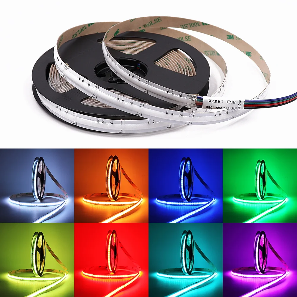 RGBCCT RGBCW RGB COB LED Strip Light DC 12V 24V Flexible LED Ribbon Lights High Density RGB LED Strip for Room Decor Lighting