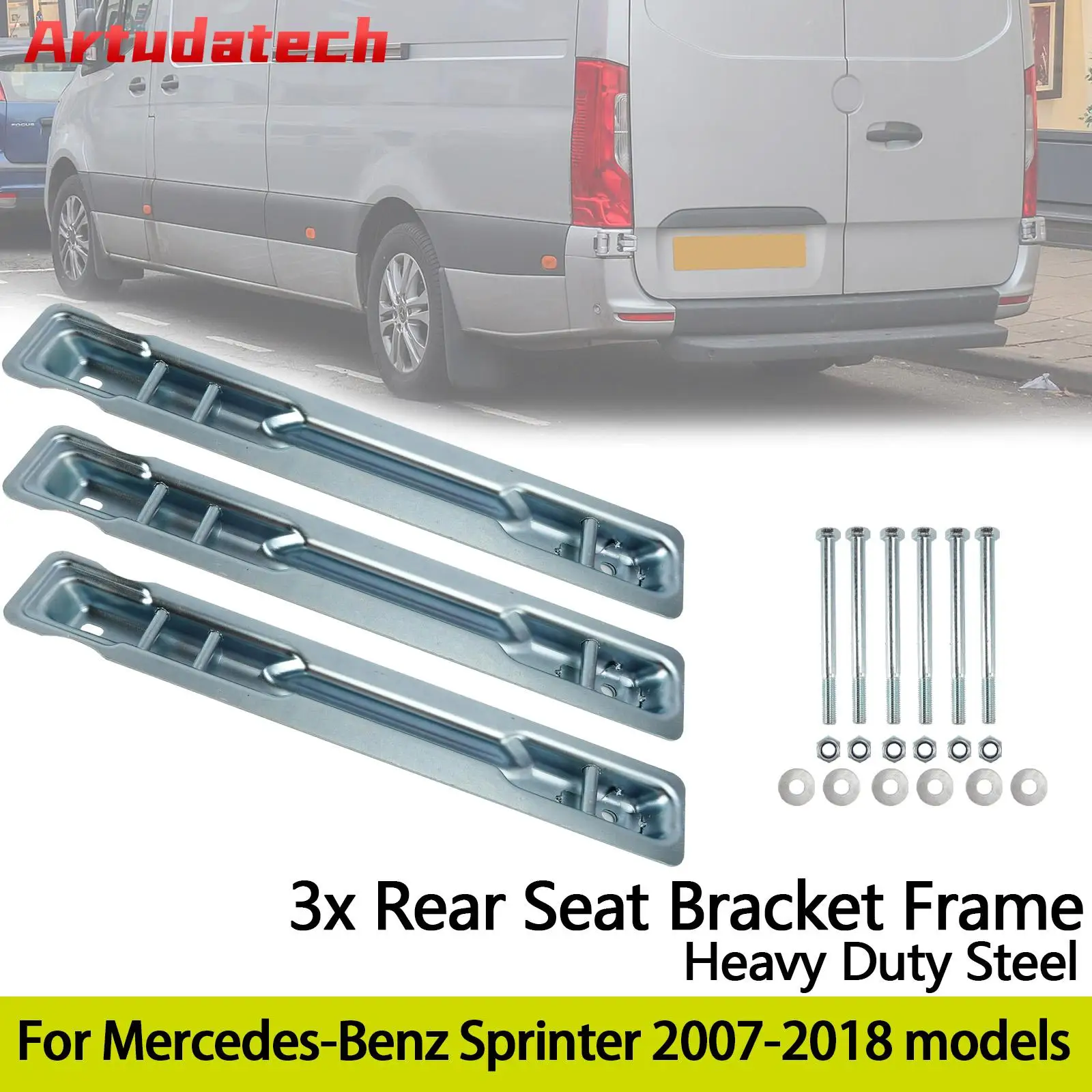 Artudatech 3x Rear Seat Bracket Frame Heavy Duty Steel For Benz Sprinter 2007 - 2010 2011 2012 2013 2014 2015 2016 2017 2018