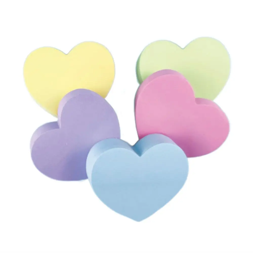 Notebook Planner Heart Shaped Sticky Notes 120 Sheets Writing Pads Memo Pad Candy Color Self-Adhesive Notepad School Supplies