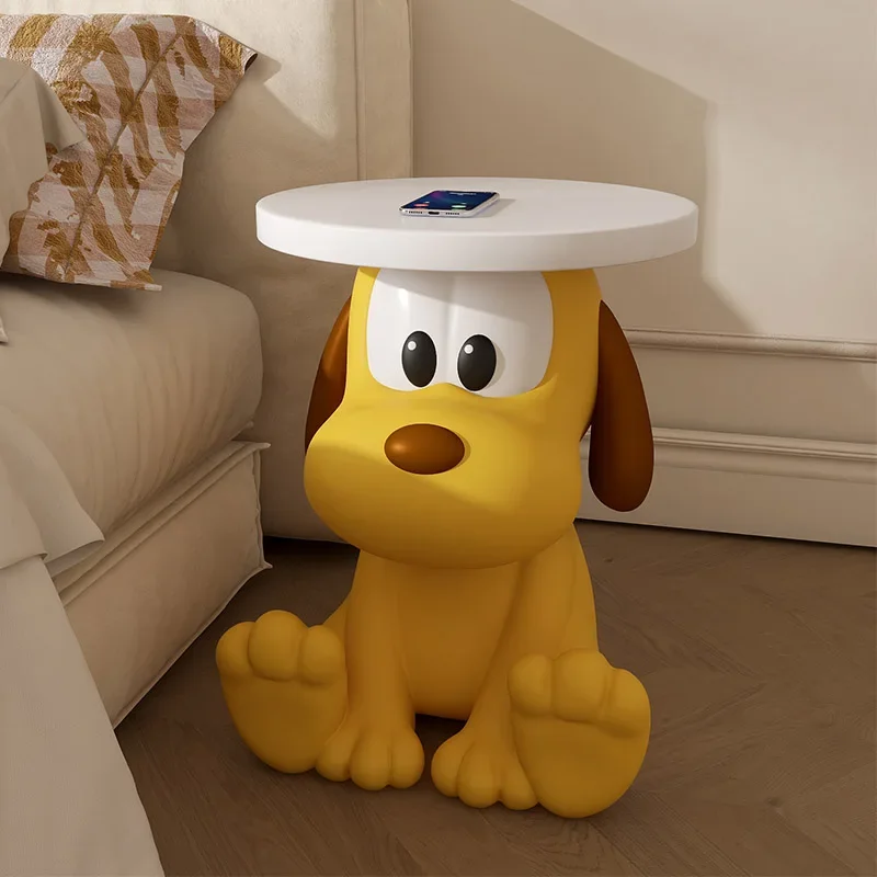 Sculpture Yellow Dog Tea Table Home Living Room Sofa Corner Table Floor Decoration Bedroom Bedside Cabinet Furniture Customized