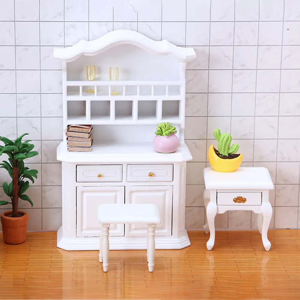 

1Pcs Mini Storage Cabinet High Quality Wooden Display Cabinet Ornament Miniature House Decor Small Furniture Accessory Micro