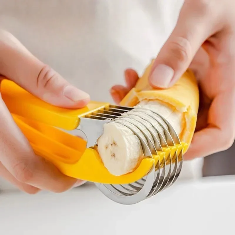 Stainless Steel Banana Slicer, Kitchen Ham Sausage Fruit Slicer, Daily Dining Kitchen, Salad Platter, Ring Cutter, Fruit Slicer