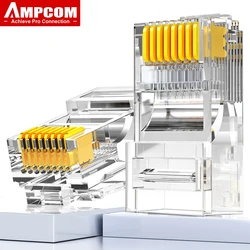 AMPCOM CAT5e RJ45 Connector 8P8C Modular Ethernet Cable RJ 45 Ends Ethernet Cable Crimp Connectors UTP Network Plug