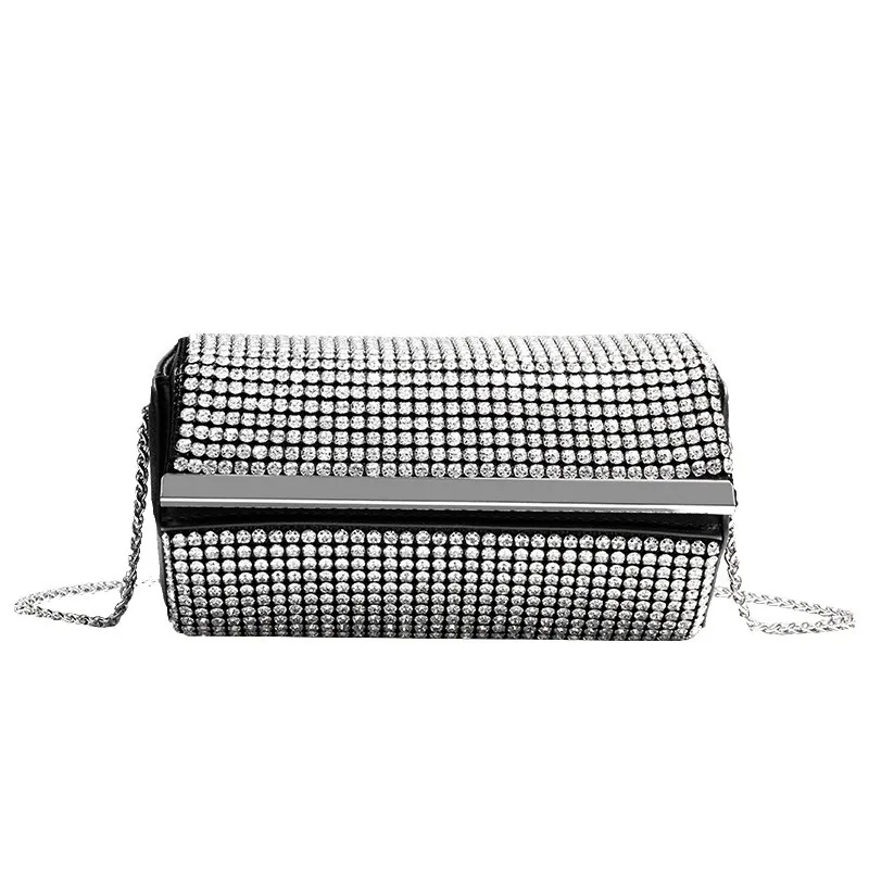 Oblique Span Women's Bag Annual Popular Chain Diamond-encrusted Single Shoulder Oblique Span Hexagonal Box Bag Sac De Luxe Femme