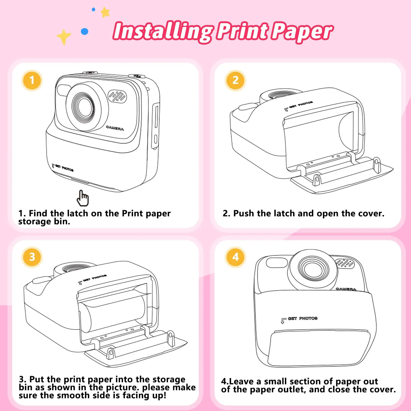 AMORUS Kinderkamera, sofortige 1080P HD Dual-Objektiv-Selfie-Digitalkamera für Mädchen und Jungen, Weihnachts- und Geburtstagsgeschenke, Spielzeug mit 32G-Druck – Detail 6
