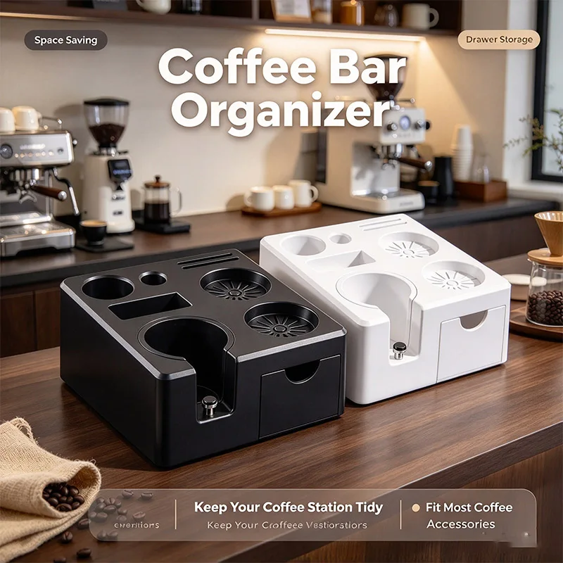 Four-Sided Drawer Coffee Storage Tamper Base ABS Italian Espresso Machine Handle Bracket Drawer-Style Tamper Base 51/53/58 mm