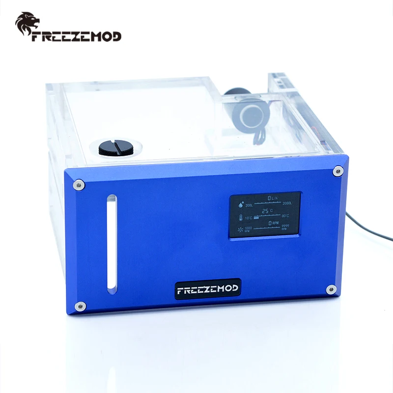 

FREEZEMOD AIO Dual drive water tank with thermometer and flow meter AI Water tank belt thermometer GQSX-Y2S