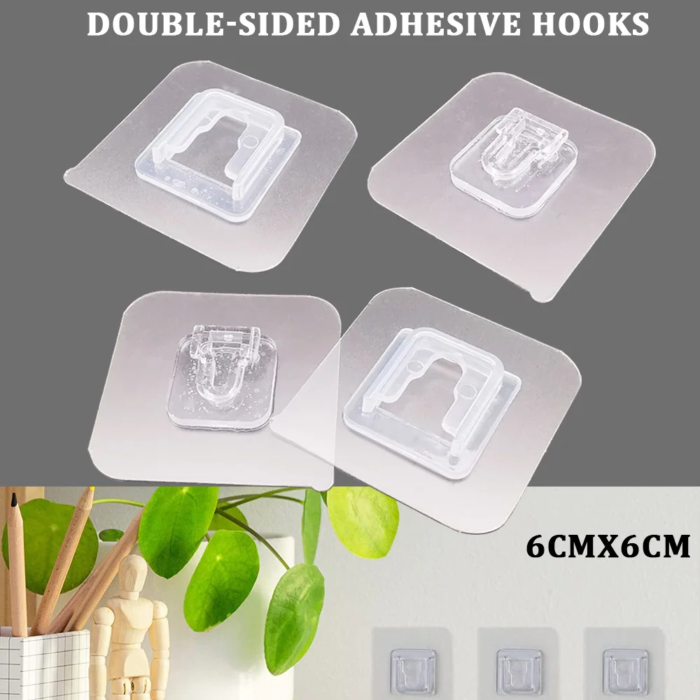 

1/2/5/10Pair Multi-Purpose Hook Transparent Strong DIY Double-Sided Adhesive Wall Hooks Hanger Suction Cup Hook Kitchen Bathroom