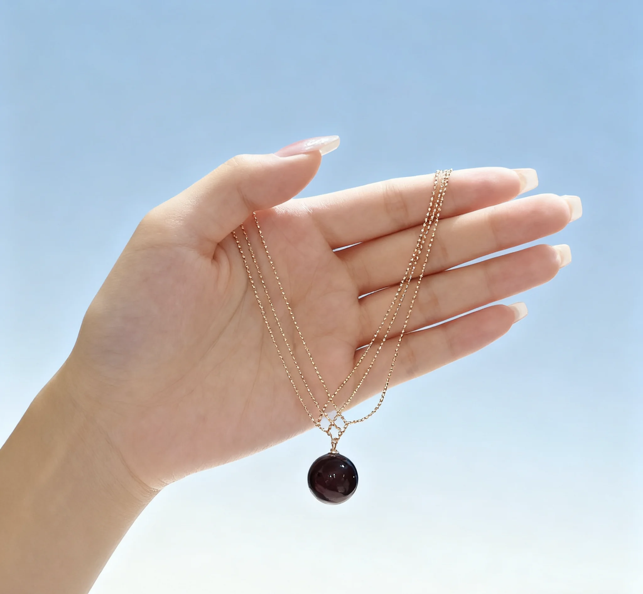 

Women's Blood Amber Pendant Necklace 15mm Sterling Silver Rose Gold Plated Layering Chain Gift for Her Valentine Love Jewelry