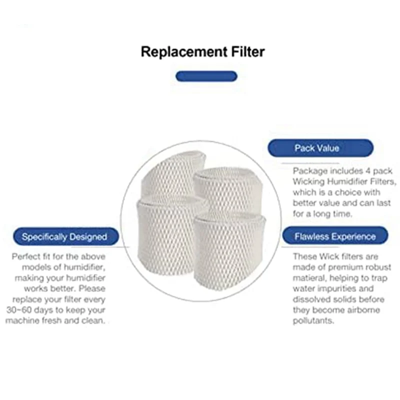 8Pcs Replacement Vicks Honeywell Humidifier WF2 Wick Humidifier Filter for Kaz Vicks WF2 Vicks V3100 V3500N