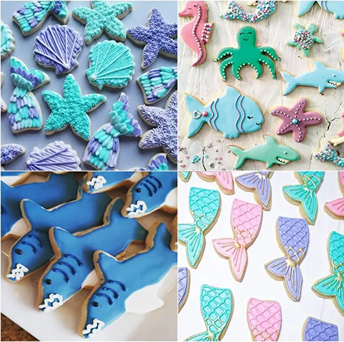 8pcs Under The Sea Cookie Cutters Stainless Steel Mermaid Tail Starfish Shell Biscuit Mold Baking Tools Kids Birthday Decor