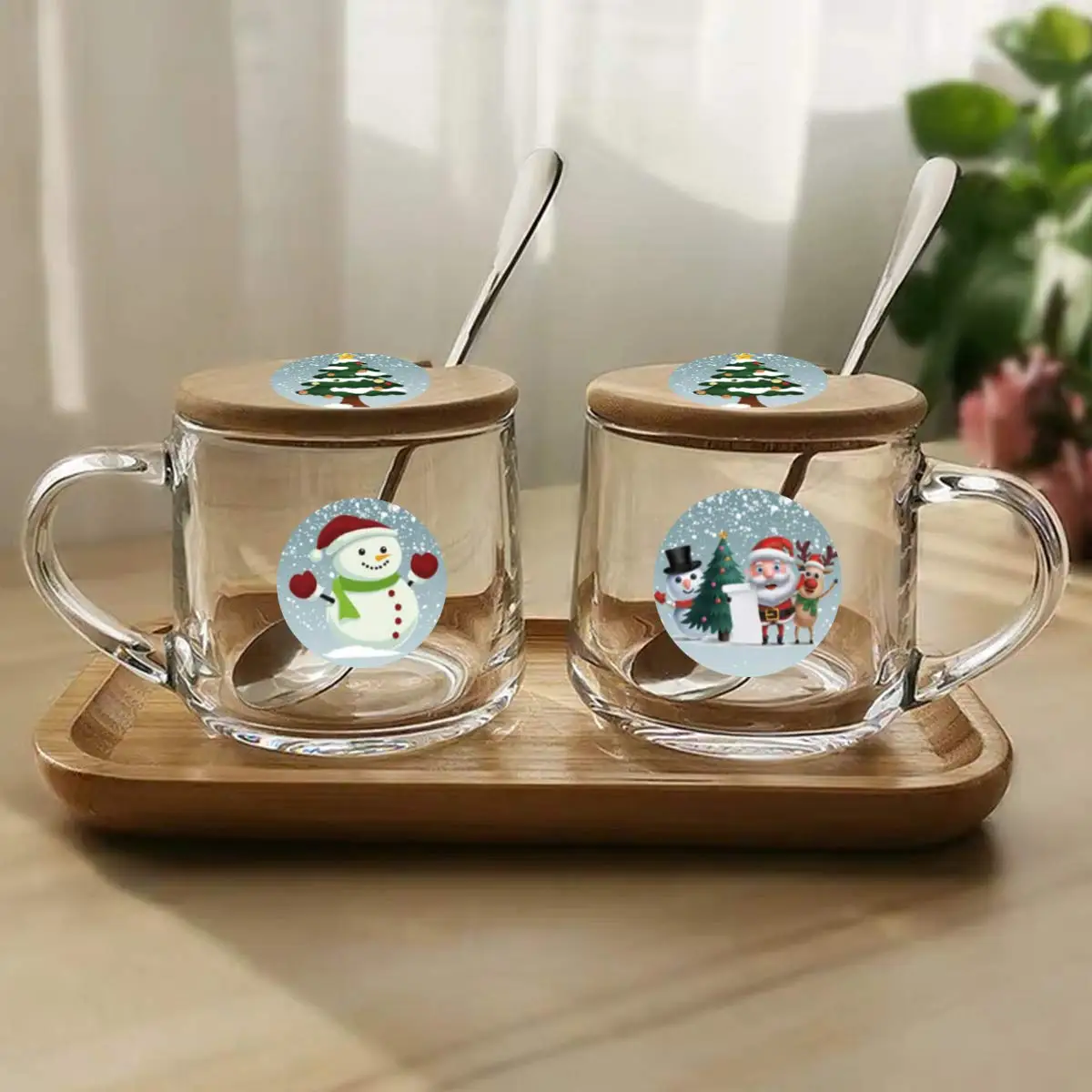 100-500 قطعة ملصقات عيد ميلاد سعيد 1 بوصة مستديرة علامات عيد الميلاد ملصقات للأطفال هدية الخبز حزمة المغلف القرطاسية ديكور