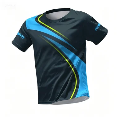 Sports Gradient Themed Short Sleeved Men's Thin Breathable Fitness T-shirt image 5