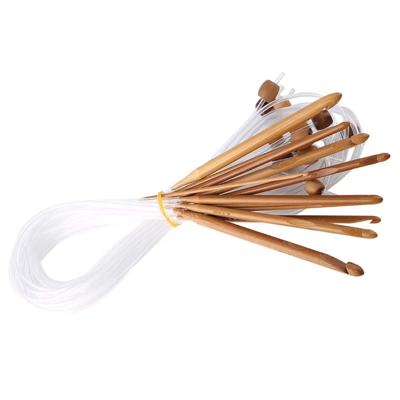 12pcs Carbonized Bamboo Afghan Tunisian Crochet Hooks Set with Cable for Carpet Rug Weave Knitting Needles