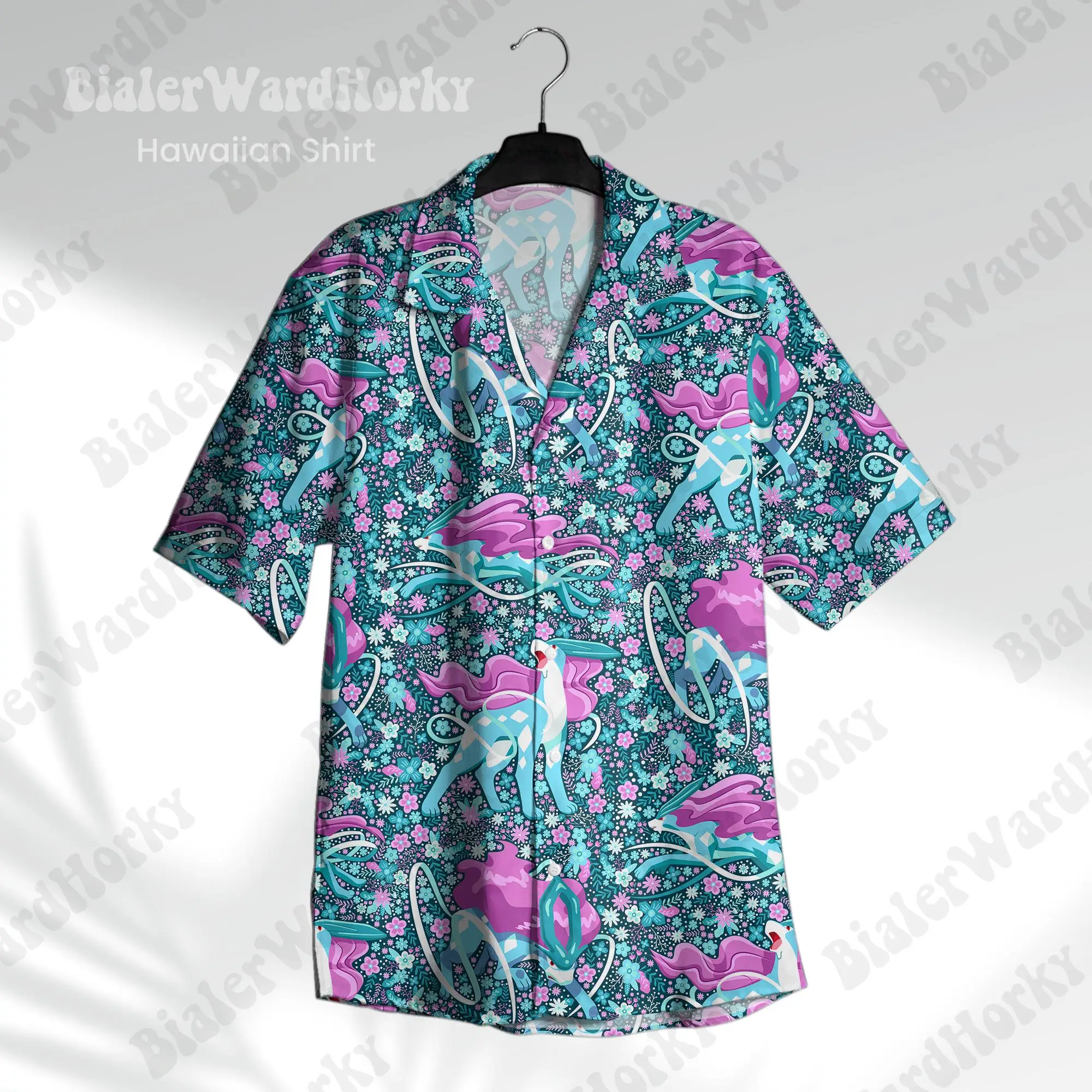 Legendary Dog Hawaiian Shirt Pokémon Legendary Beasts Graphic T-shirt Summer Leisure Men's T-Shirt Kid's Clothing Tee Y2k Woman