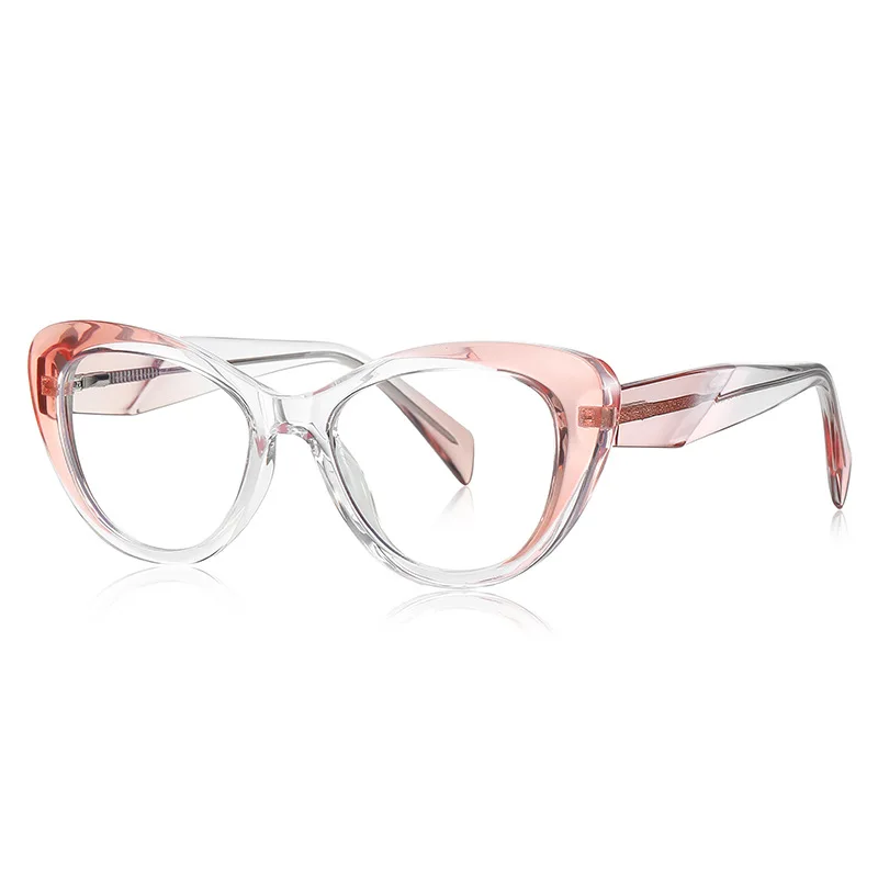 56757 Mode Farbverlauf Optische Brillengestell Frauen Cat Eye Optische Brillengestell Tr90 Federscharnier Flacher Spiegel