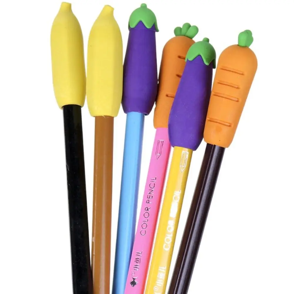 Protective Cover Pen Pencil Caps Eraser Wiping Eraser Non Toxic Fruits Vegetables Pencil Lid Random Pencil Protector