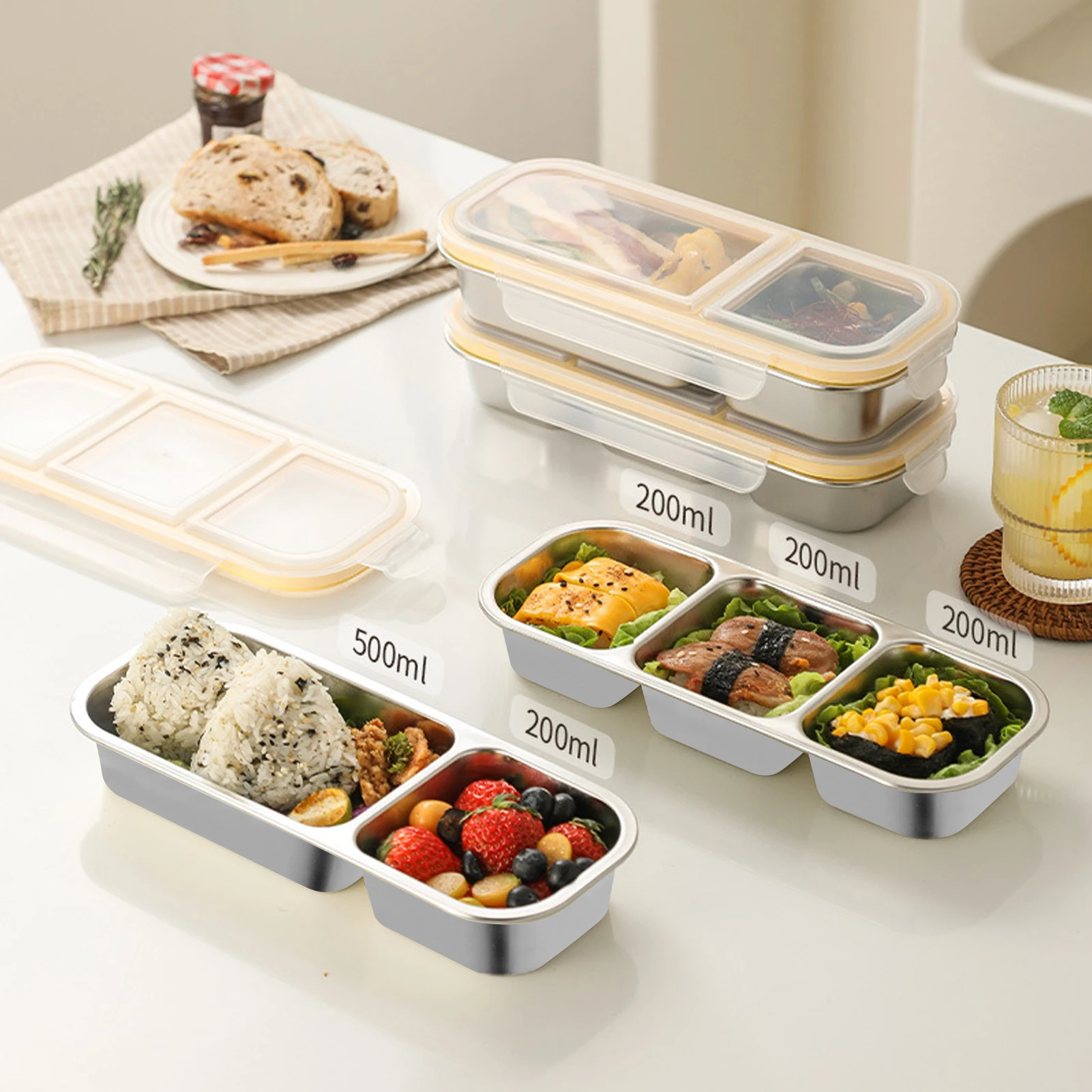 

Outdoor Camping Stainless Steel Lunch Box Leakproof Lunch Container Portion Control Lunch Case Dropshipping