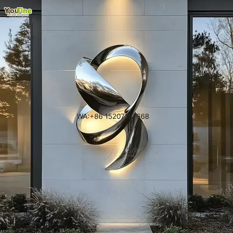 Wmwmnu Modern Abstract Stainless Steel Wall Art Sculpture Metal Wall Decor for Outdoor Garden Hotel Building Decoration