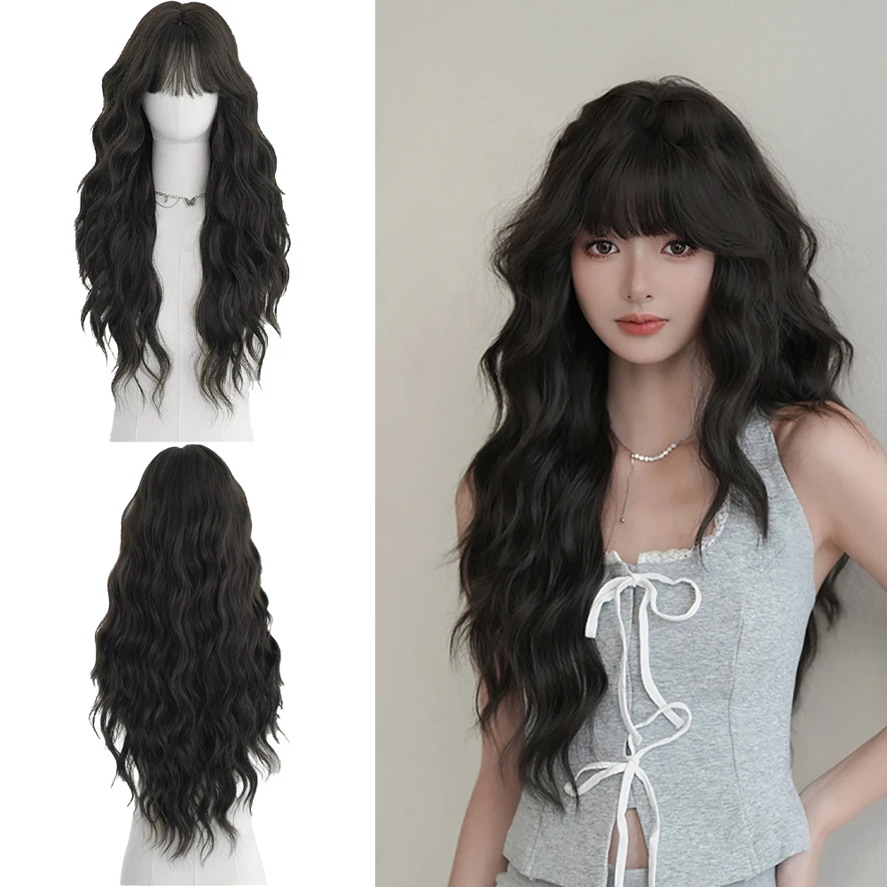 

High-Quality Synthetic Hair With Bangs, Natural And Fluffy Curls, Suitable For Women'S Daily Party Heat-Resistant Wigs