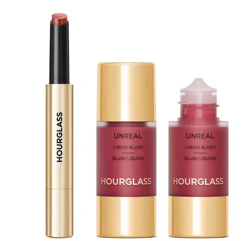 Ampulheta maquiagem batom fantasma volumizing brilhante bálsamo brilho labial espelho blush duradouro nutritivo aumento deslizamento com caixa cosméticos