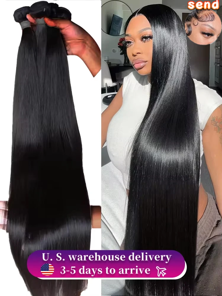 14A ريمي حزم من شعر طبيعي مفرود 2/3/4 حزمة طبيعية 30 32 36 40 بوصة 16A 100% حزم شعر خام ملحقات للنساء السود