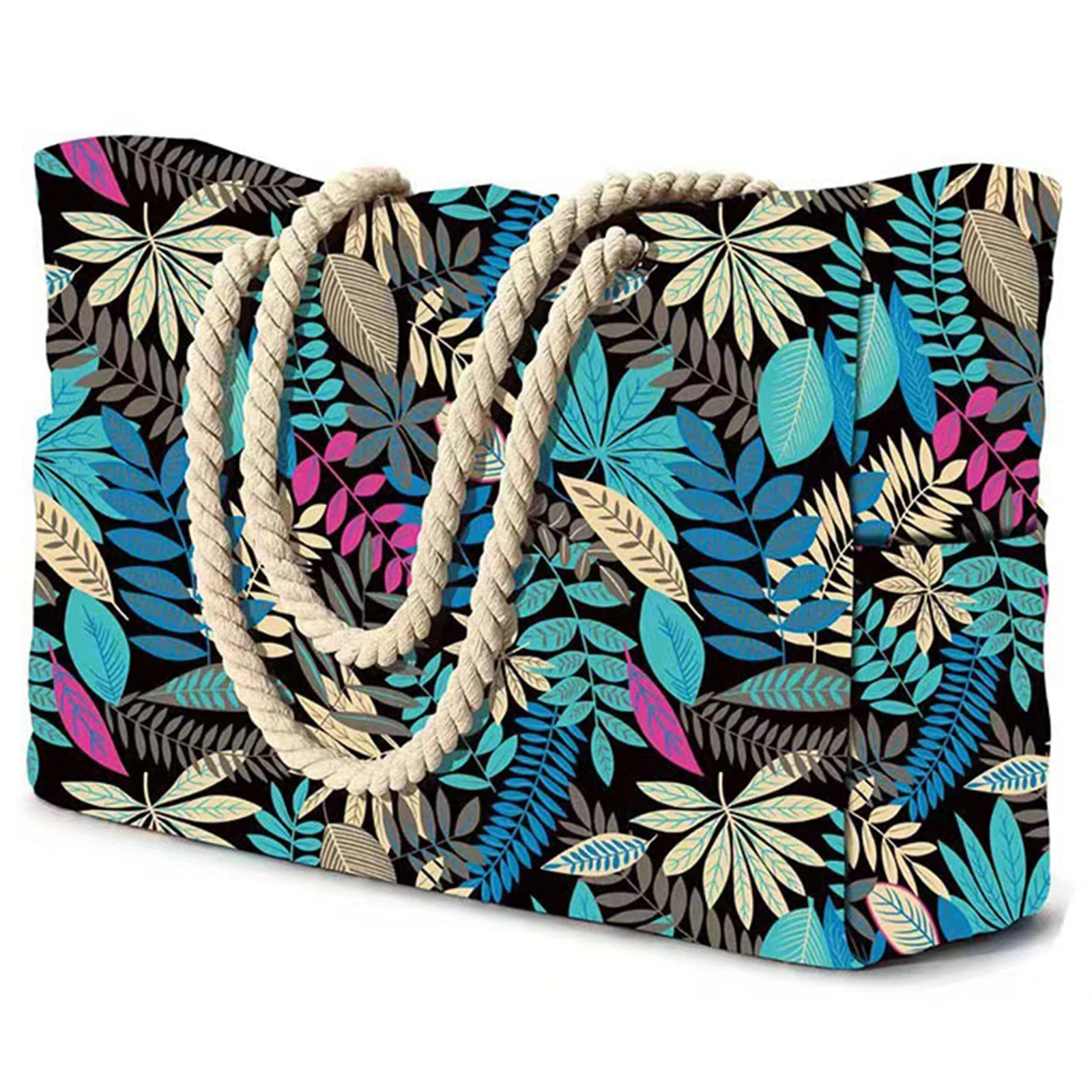 Gestreifter Reißverschluss-Außenbeutel für Outdoor-Reisen und Urlaub, Wasserdichtes und Sandbeständiges Canvas, Praktische Faltbare Strandtasche-zmt – Detail 18