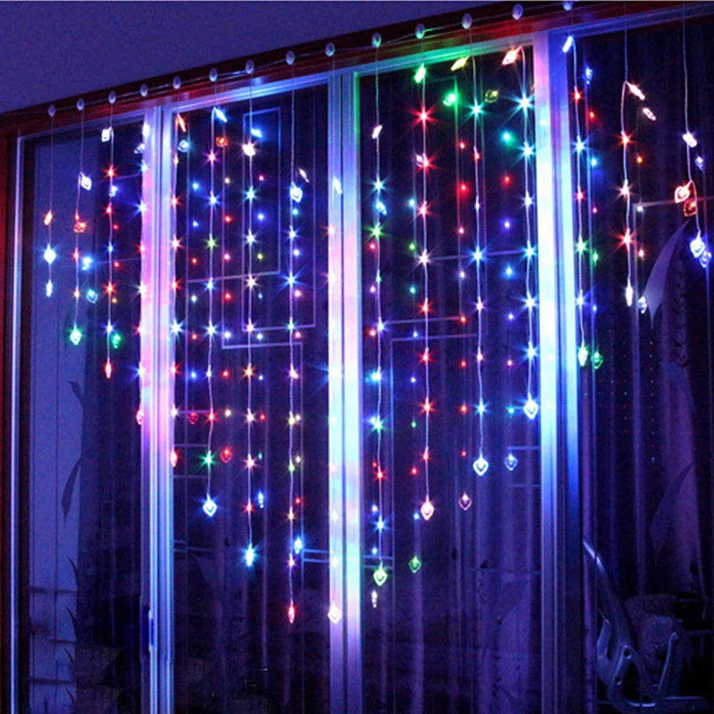 

Curtain Lights Heart Shape String Lights Premium Material Warm Atmosphere Bedroom Decor Valentine Wedding Party