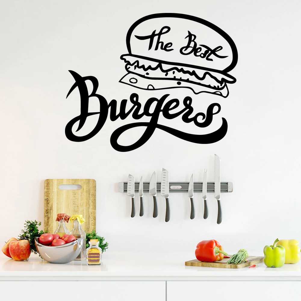 The Best Burger Logo Window Sticker Hamburger Restaurant Sign Decal Hamburger Sign Fast Food Restaurant Window Sign SY84