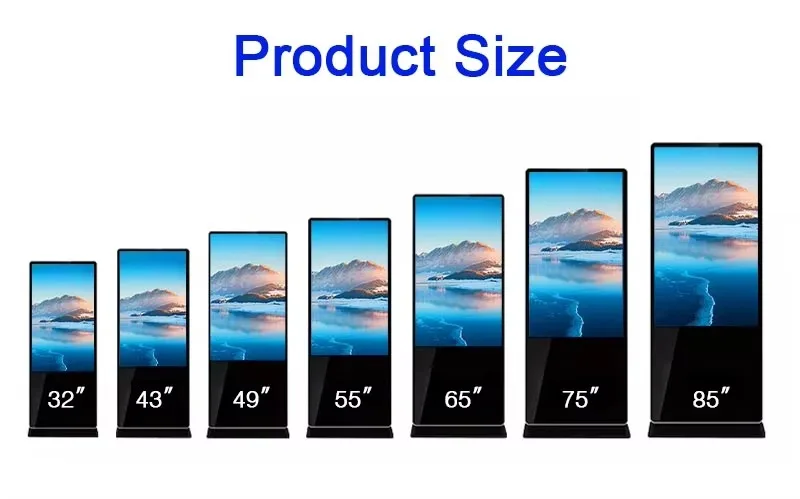 43 55 65 75 Inch Retail Floor Standing Vertical Totem LCD Kiosk Advertising Screen Display Monitor Advertising Digital Signage