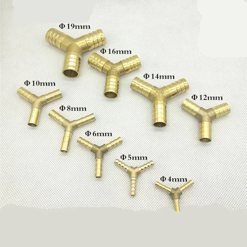 Brass Barb Pipe Fitting 2/3 /4way connector For 4mm 5mm 6mm 8mm 10mm 12mm 16mm 19mm hose copper Pagoda Water Tube Fittings