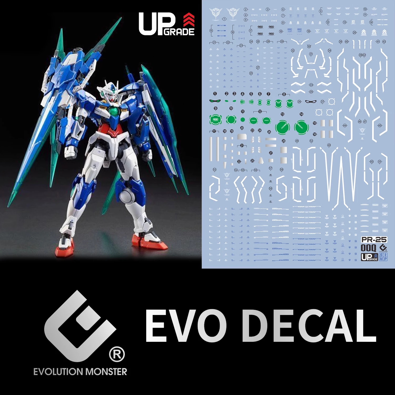 EVO PR-25 Calcomanías Fluorescentes para Modelos a Escala 1/144 00 QAN(T) Full Saber RG00Q, Accesorios de Mejora para Modelismo DIY