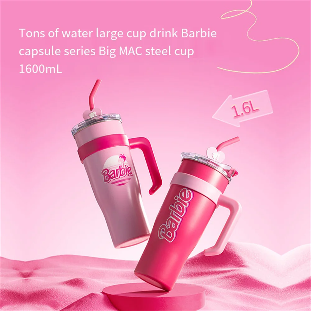 

1600 мл Miniso Barbie капсула серии Big Mac соломенная чашка кофейная чашка с модной легкой соломинкой для милых подарков на день рождения для девочек