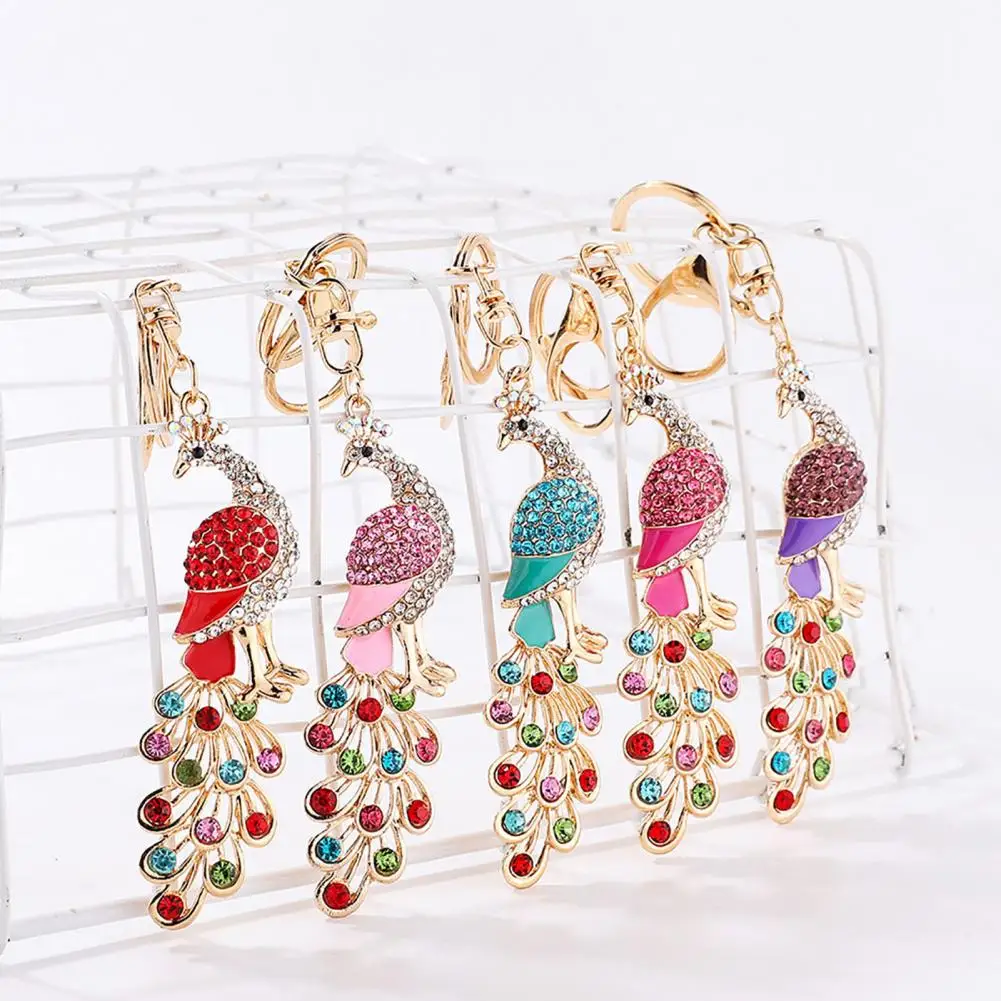 Fashion Key Chain Fob Delicate Craftsmanship Key Ring Not Easy to Fall Off Decoration Women Purse Bag Peacock Key Chain