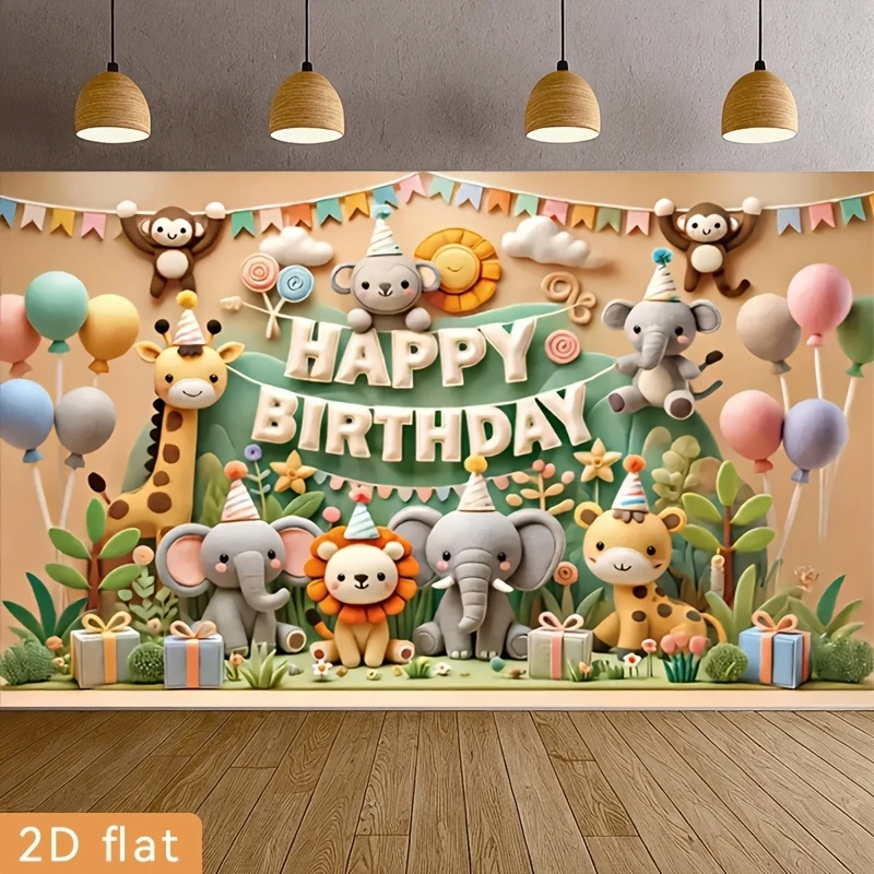 1pc, 2Dflat, 1-pack Happy Birthday Party Banner. Happy 1st Birthday! Suitable for parties, home, garden photography decorations,