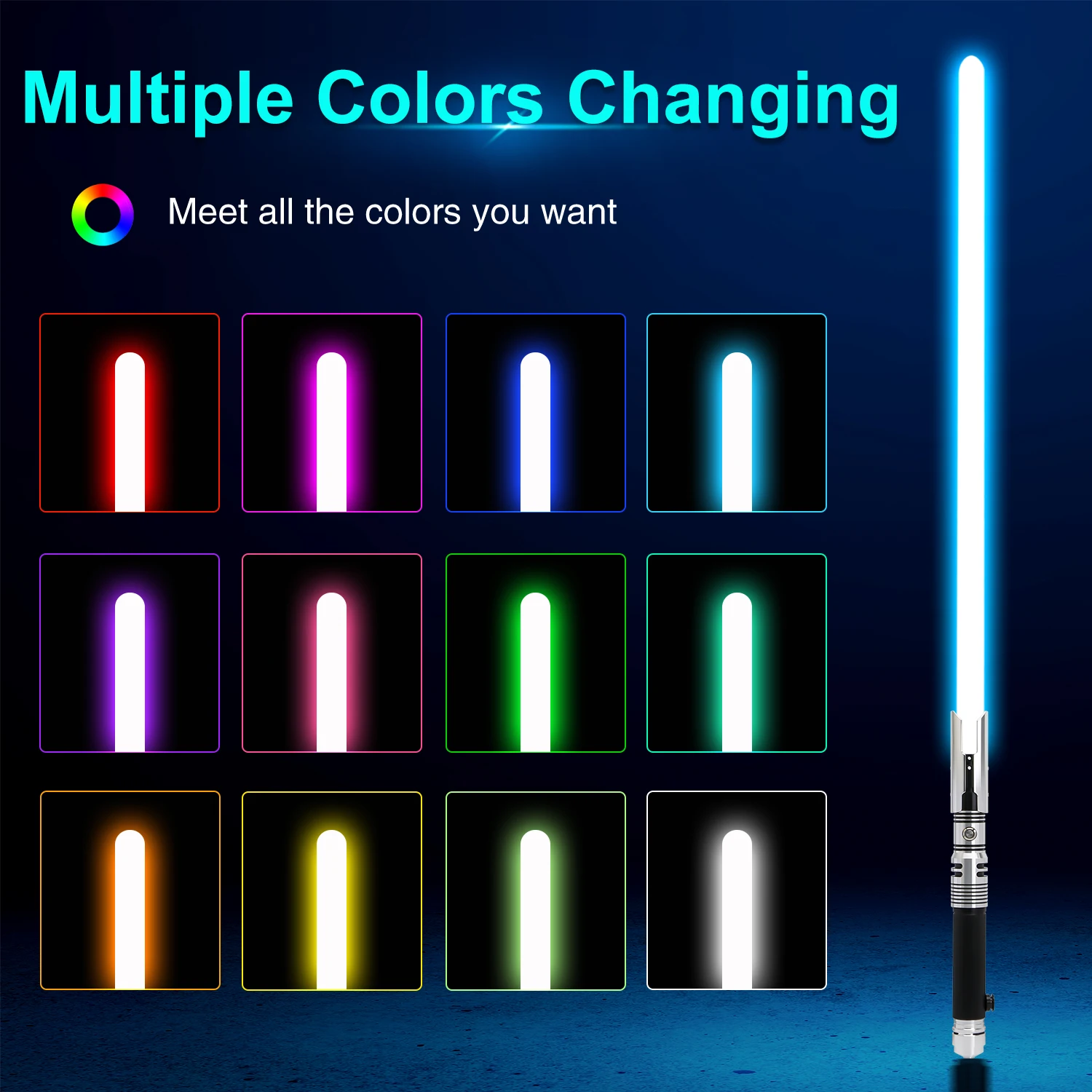 Spada Laser TXQSABER Neo Pixel SNV4 Pro Smooth Swing con Impugnatura in Metallo, Blaster della Forza, Spada Luminosa, Replica per Cosplay del 4 Maggio