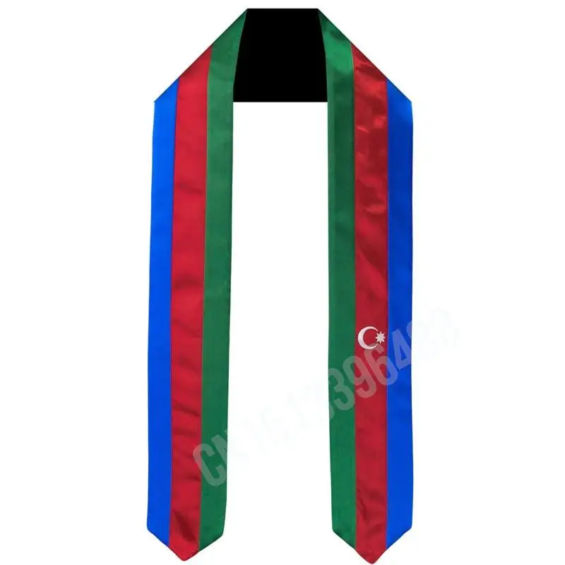 Azerbaijan Flag Scarf Top Print Graduation Sash Stole International Study Abroad Adult Unisex Party Accessory