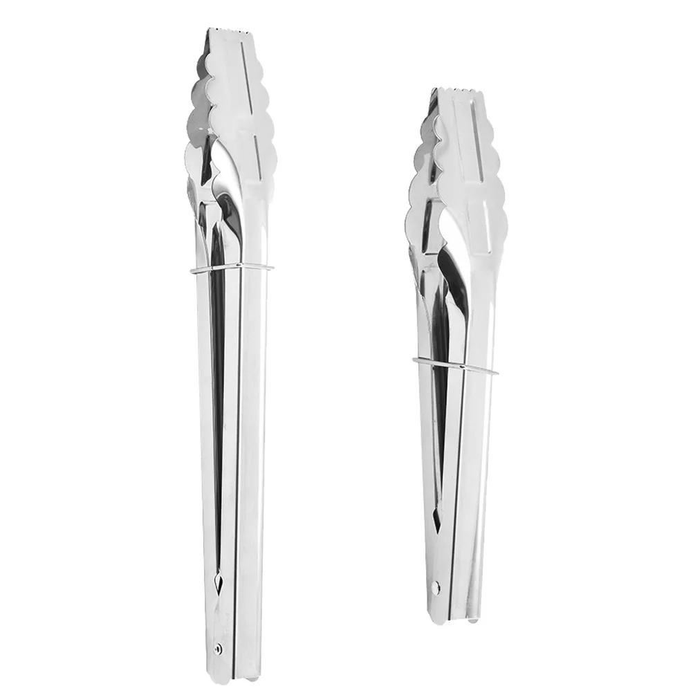 

2pcs Stainless Heatproof Clamps Kitchen BBQ Tools Long Short Size Heatproof Bread Clamps Anti Rust Smooth