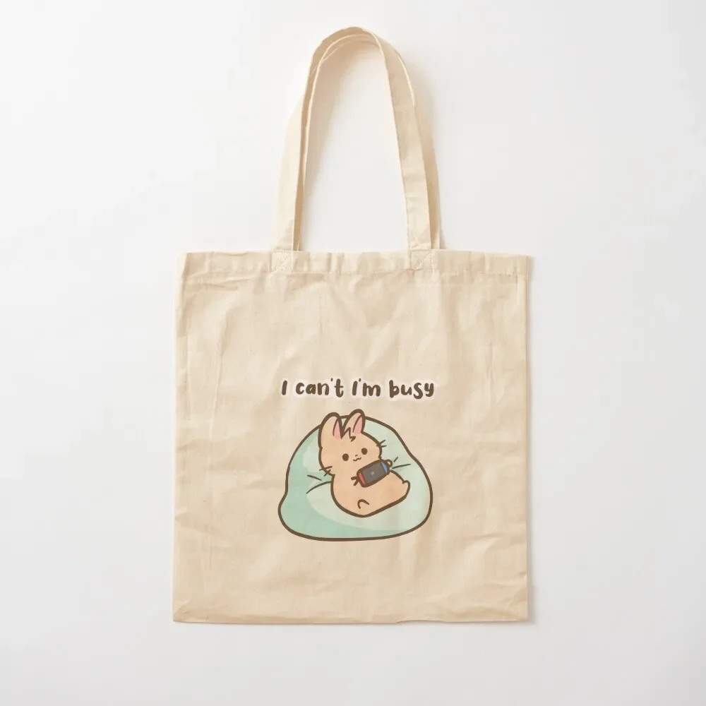 

I can't I'm busy. lazy bunny gamer Tote Bag Lady bag tote bags aesthetic Tote Bag