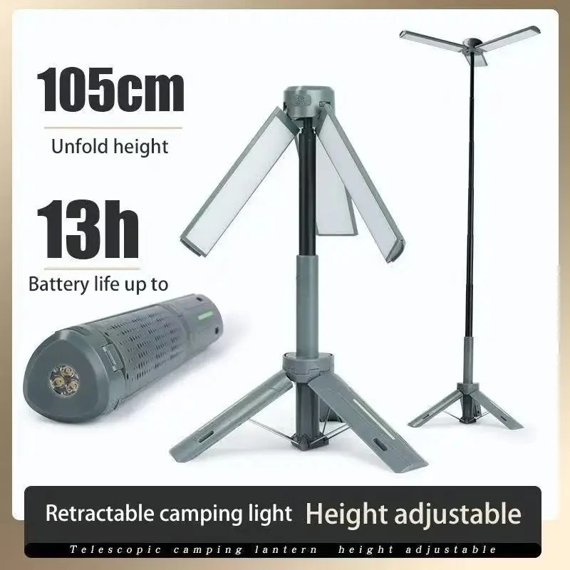 Multifunctional Foldable LED Camping Lantern Waterproof Stepless Dimming Telescopic Flame Lamp Rechargeable Work Light for Camp
