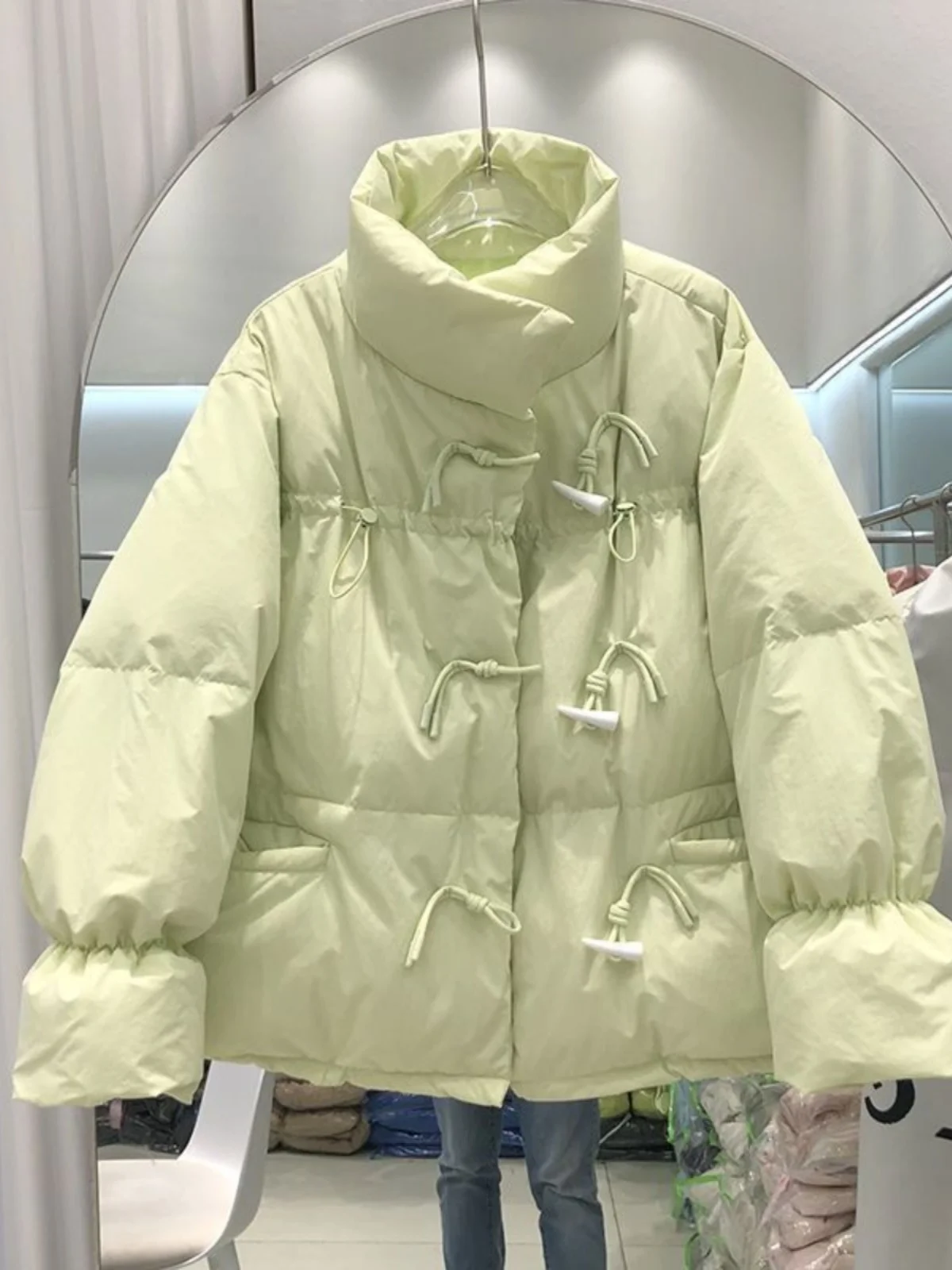 

Утепленная хлопковая куртка-пуховик женская короткая, свободного кроя, на пуговицах, в корейском стиле, для весны, осени и зимы