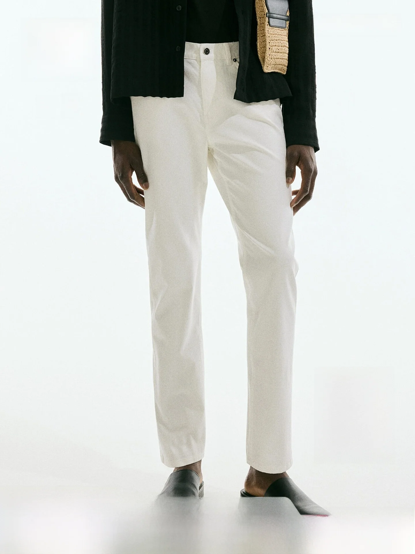 

H&M Men's Casual Pants Slanted Cotton Fabric Suitable for Commuting And Outings Slim Fit Spring Sle 074402