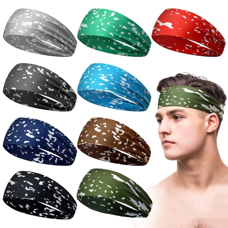 1pc Sports Headband Sweatband Printing Gym Running Yoga Hair Bands Quick Dry Breathable Outdoor Sports Headwear Tennis Headwrap