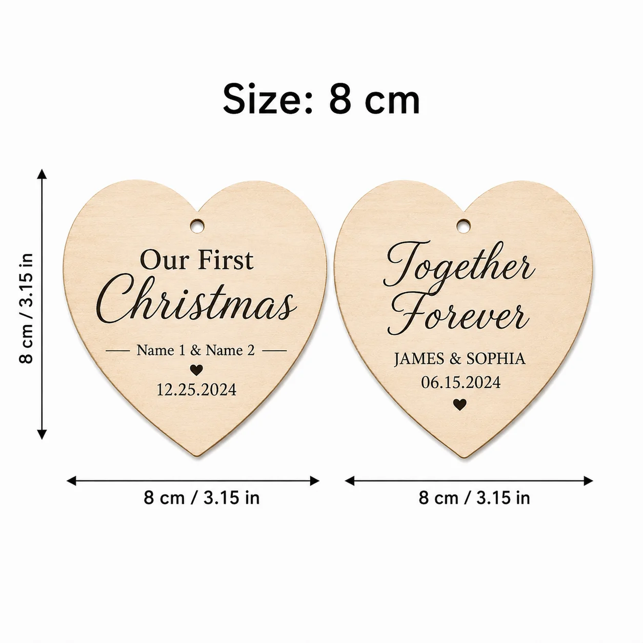 Personalized Custom Heart-Shaped Love Pendant Decorations, Suitable for Communion, Valentine's Day, Baptism, Birthdays, Festivals, Christmas, and Wedding Decorations
