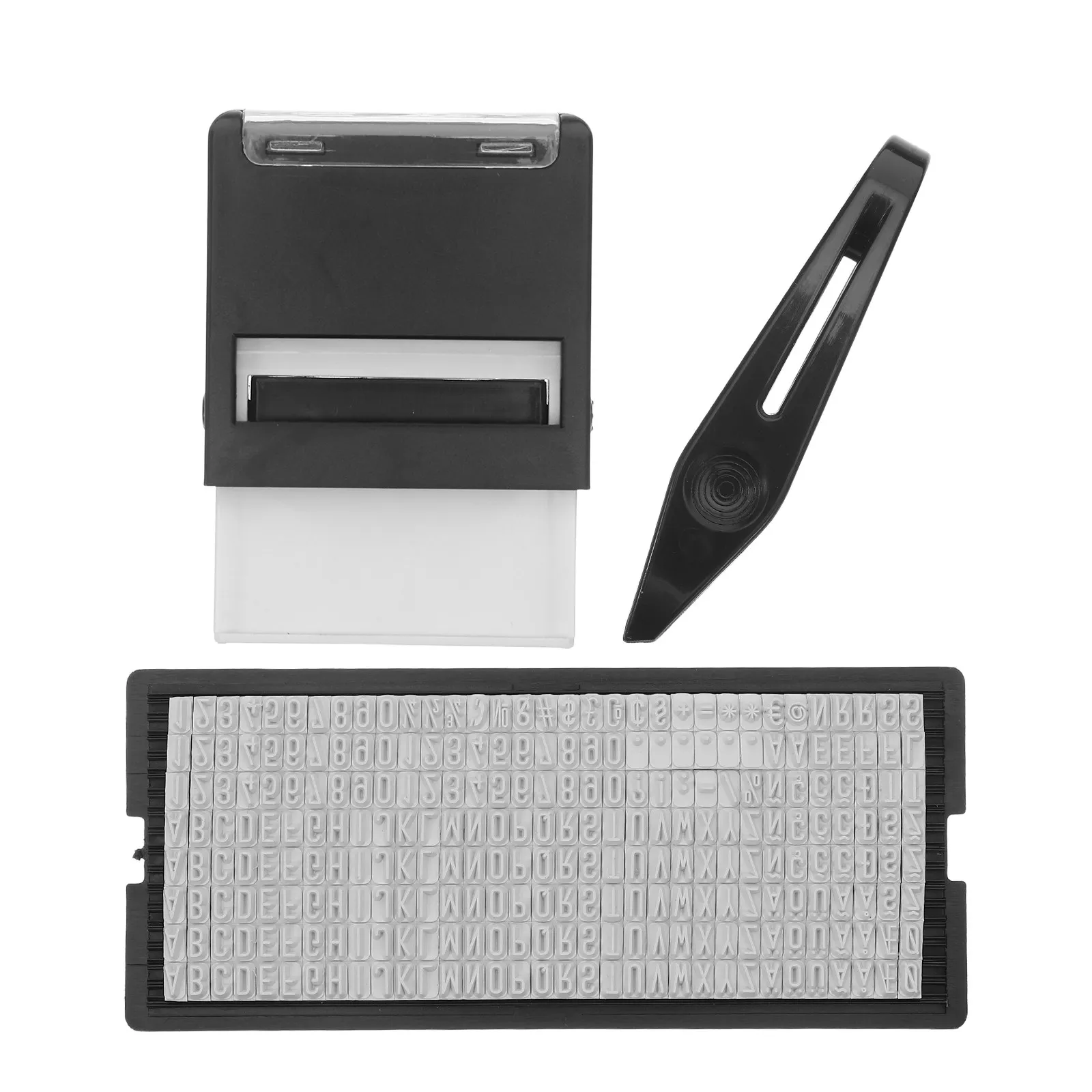 

1Set Office Self Inking Stamp ABS DIY Text Stamp Kit Portable Business School Address Crafting Marking Tools with Tweezers